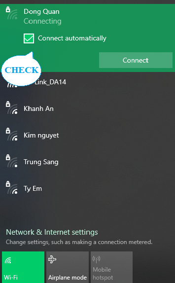 Chọn Connect automatically