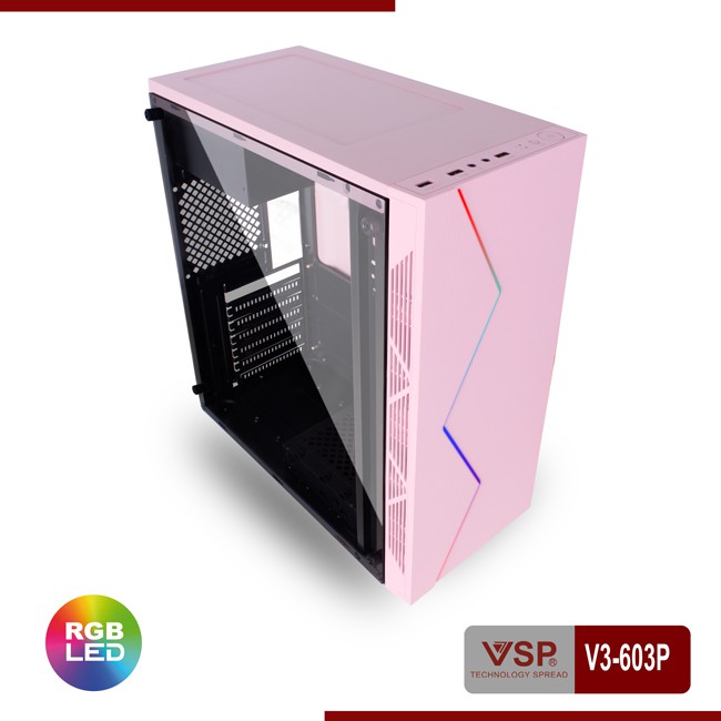 Vỏ máy tính / Case VSP V3-603P Màu hồng