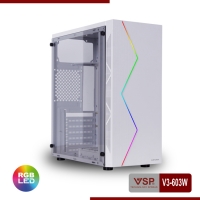 VỎ MÁY TÍNH / CASE VSP V3-603W Màu trắng (White) có LED RGB