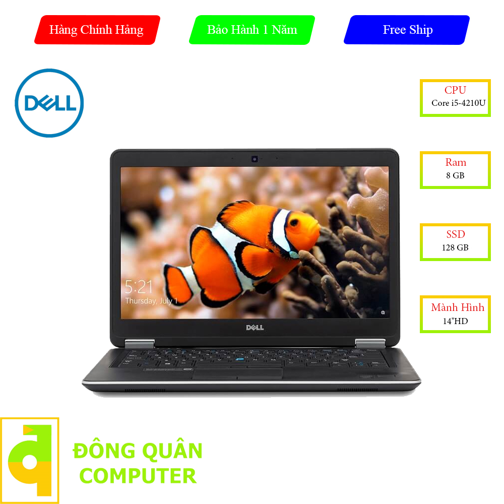 Laptop Dell Latitude E7440 core i5-4210U / Ram 8GB / SSD 128GB / 14" HD / Win 10 Pro / Silver