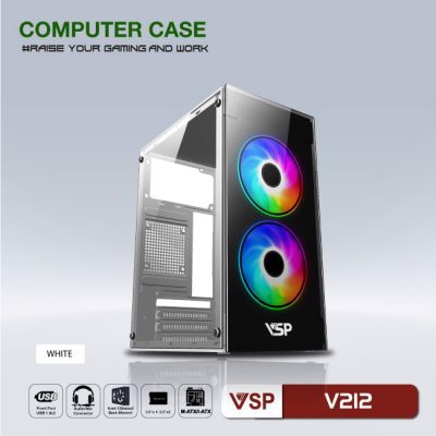 Case VSP V212 Trắng (Kèm 2 Fan Led)
